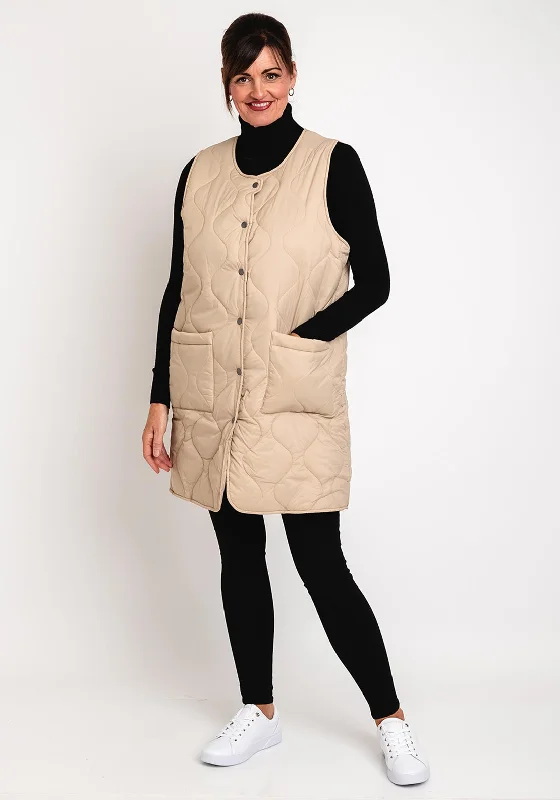 Limited Time Natalia Collection Wave Quilted Gilet, Stone