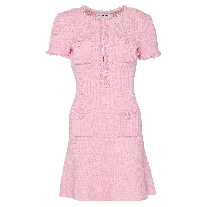 Special Discount Pink Textured Knit Mini Dress