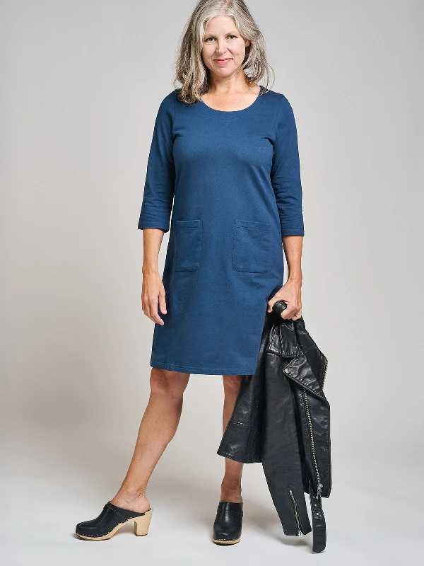 Bargain Bin Sylvan Shift Dress - Loop Knit Blue