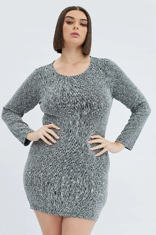 Discount Deals Metallic Bodycon Dress Long Sleeve Metallic