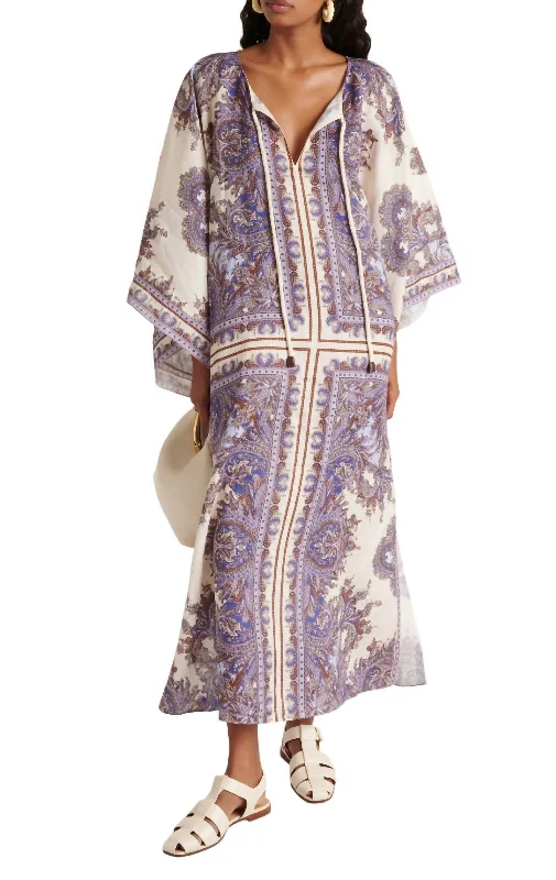 Major Savings Ottie Kaftan Midi Dress In Purple Paisley