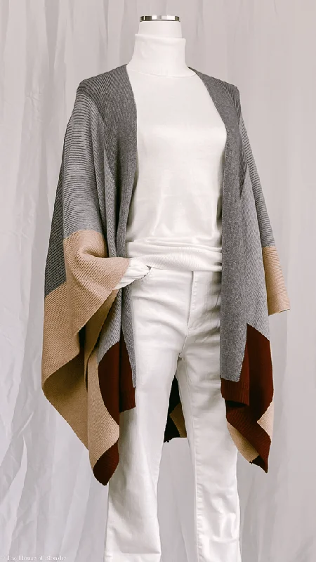 Price Buster Aspen Color Block Poncho Shawl