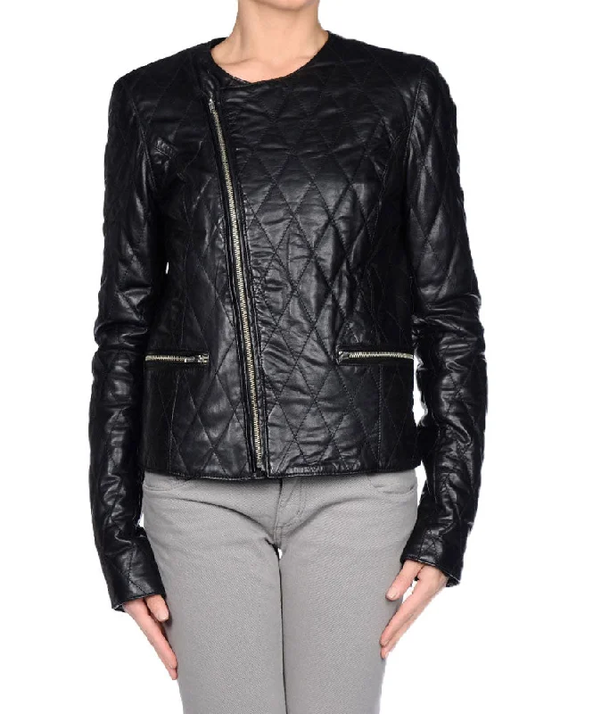Markdowns BLK DNM Women's Leather Jacket 41, Black, Medium