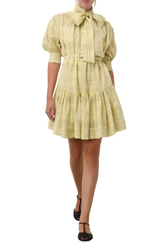 Markdown Madness Harmony Check Mini Dress In Citrus Check